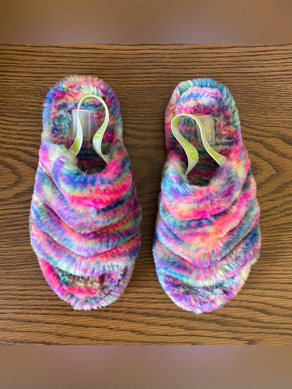 UGG Multicolor Rainbow Fuzz Slippers